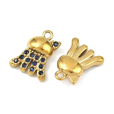 304 Stainless Steel Rhinestone Charms STAS-H242-05G-07-1