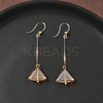 Electroplated 304 Stainless Steel Resin Fan Dangle Earrings EJEW-Z129-11G-01-1