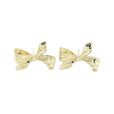 Bowknot Brass Stud Earrings EJEW-Q811-03G-1