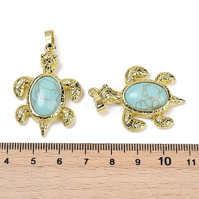 Synthetic Turquoise & Brass Pendants KK-F887-01G-02-1
