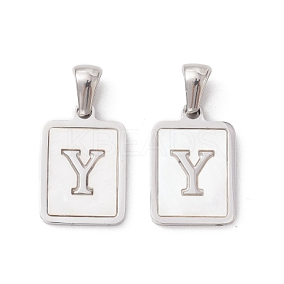 304 Stainless Steel Pave Shell Pendants LS-STAS-G327-01P-Y-1