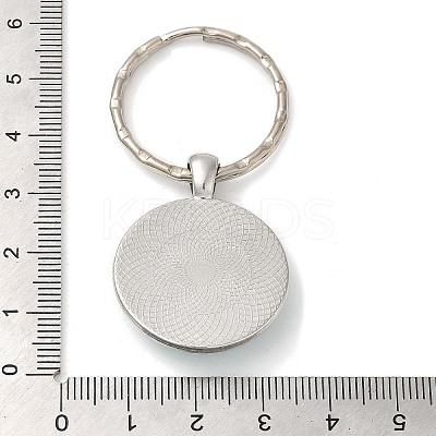 Half Round/Dome Alloy & Glass Pendant Keychain KEYC-D020-02P-04-1