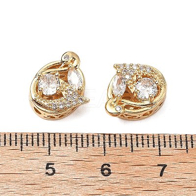 Brass Micro Pave Cubic Zirconia Beads KK-A259-09G-1