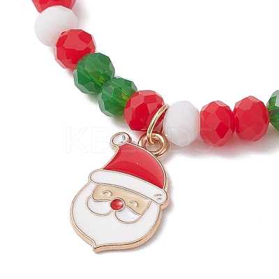 Christmas Theme Alloy Enamel Charm Bracelets BJEW-JB12411-1