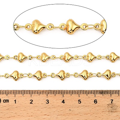 304 Stainless Steel Heart Link Chains CHS-G042-01G-04-1