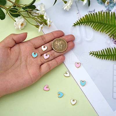 9Pcs 3 Colors Rack Plating Eco-friendly Brass Enamel Charms FIND-SZ0002-45-1
