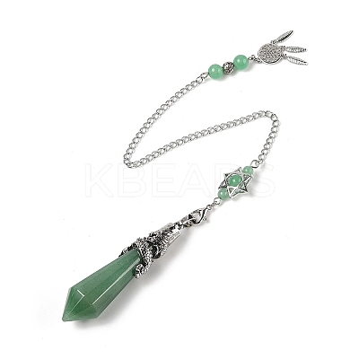 Natural Green Aventurine Cone Dowsing Pendulum Big Pointed Pendants AJEW-Z041-01E-AS-1