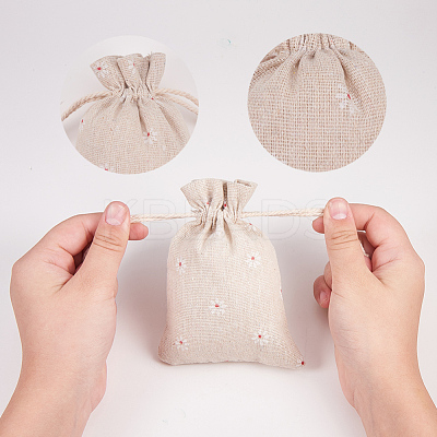 Polycotton(Polyester Cotton) Packing Pouches Drawstring Bags ABAG-T004-10x14-01-1