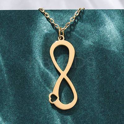 304 Stainless Steel Infinity Heart Pendant Necklaces for Women NJEW-Z065-02G-1