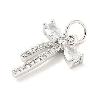 Rack Plating Brass Micro Pave Clear Cubic Zirconia Pendants KK-B093-01C-P-1