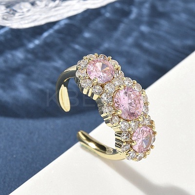 Brass Micro Pave Cubic Zirconia Cuff Rings RJEW-H256-01G-1
