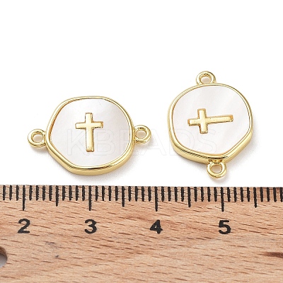 Rack Plating Brass Pave Shell Connector Charms LS-KK-Z036-08G-1