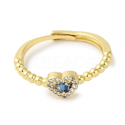 Rack Plating Brass Micro Pave Cubic Zirconia Adjustable Rings RJEW-H228-02G-01-1