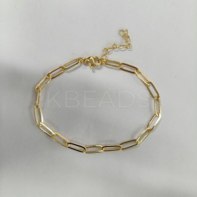304 Stainless Steel Paperclip Chain Bracelets for Women SL8246-4-1