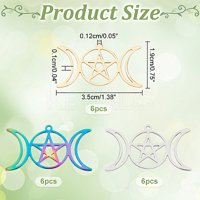 18Pcs 3 Colors 201 Stainless Steel Pendants Ion Plating(IP) STAS-UN0046-63-1