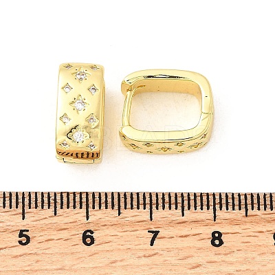 Brass Micro Pave Cubic Zirconia Rectangle Dangle Earrings EJEW-L305-08G-02-1