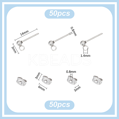 304 Stainless Steel Stud Earring Findings STAS-UN0015-57A-1