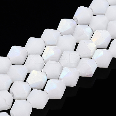 Imitation Jade Bicone Frosted Glass Bead Strands LS-EGLA-A039-J6mm-MB06-1