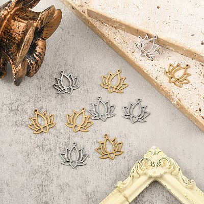 10Pcs 2 Colors 304 Stainless Steel Pendants STAS-YW0003-48-1