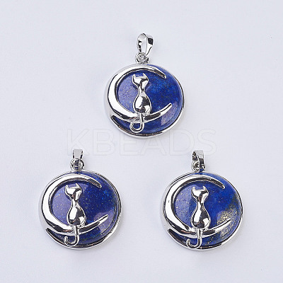 Natural Lapis Lazuli Kitten Pendants X-G-K234-D15-1