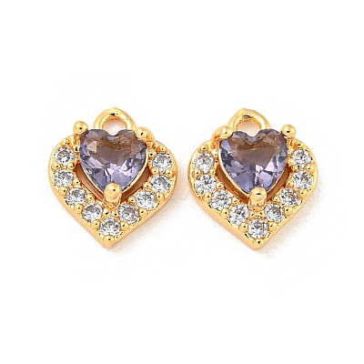 Brass Micro Pave Cubic Zirconia Charms KK-Z057-01G-02-1