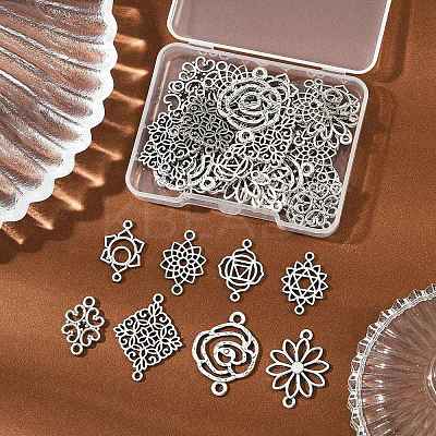 40Pcs 8 Styles Tibetan Style Alloy Links/Connectors TIBE-FP0001-18-1