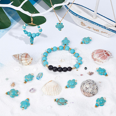 80Pcs Dyed Synthetic Turquoise Pendants FIND-SC0003-90-1