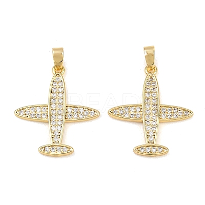 Brass Micro Pave Clear Cubic Zirconia Pendants KK-G549-18E-G-1
