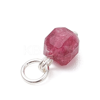 Natural Colorful Tourmaline Table Cut Cube Charms with 304 Stainless Steel Findings PALLOY-JF04875-1