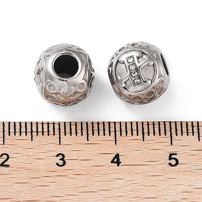 304 Stainless Steel Rhinestone European Beads STAS-A092-10X-P-1