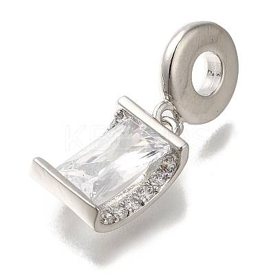 Rack Plating Brass Micro Pave Clear Cubic Zirconia European Dangle Charms KK-H485-18P-1