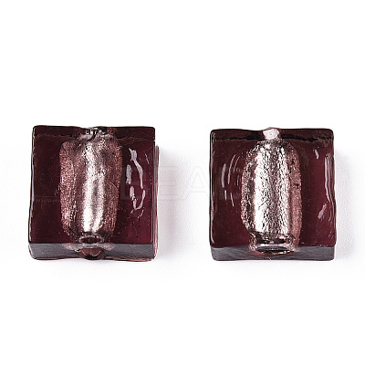 Handmade Silver Foil Lampwork Beads FOIL-S006-12x12mm-05-1