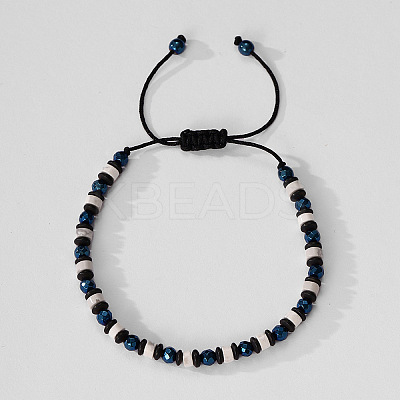 Natural Gemstone & Synthetic Non-magnetic Hematite Beads Braided Bead Bracelets YO1115-4-1