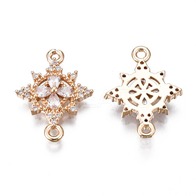 Brass Micro Pave Clear Cubic Zirconia Links Connectors KK-S359-146-RS-1