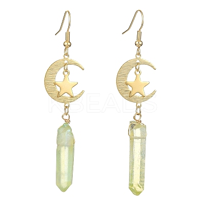 Electroplated Natural Quartz Crystal Dangle Earrings EJEW-TA00256-1