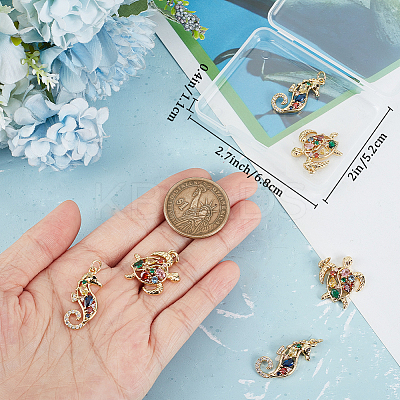 6Pcs 2 Style Rack Plating Brass Micro Pave Cubic Zirconia Pendants KK-BBC0011-02-1