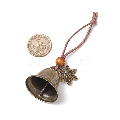 Iron Bell & Tibetan Style Alloy Flower Pendant Decorations HJEW-JM03368-1