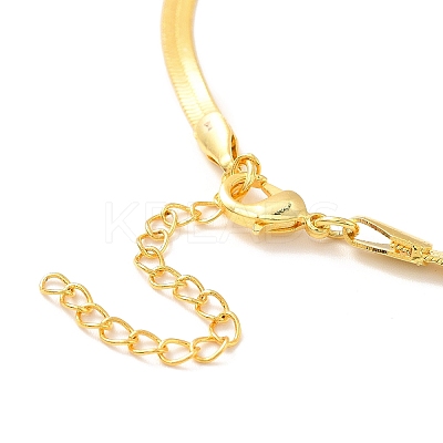 Pink Cubic Zirconia Rectangle Pendant Necklace with Flat Snake Chain for Women NJEW-B082-03-1