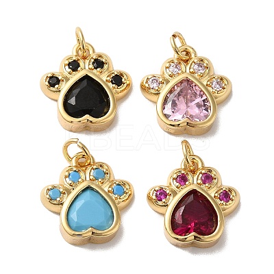 Rack Plating Brass Pave Cubic Zirconia Charms KK-O142-58G-1
