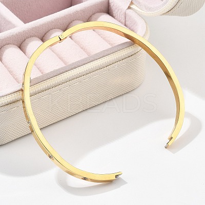304 Stainless Steel Rhinestone Bangles for Women LS-BJEW-Z092-05G-1