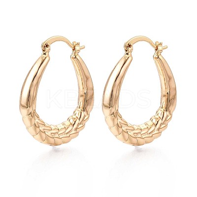 U-Shaped Brass Hoop Earrings EJEW-T047-105G-1