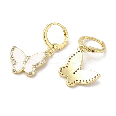 Butterfly Real 18K Gold Plated Brass Dangle Leverback Earrings EJEW-L268-035G-01-1