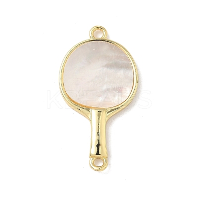 Brass Pave Natural Shell Racket Pendants KK-L239-067G-01-1