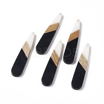 Opaque Resin & Walnut Wood Big Pendants RESI-M027-05G-1