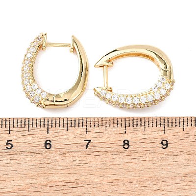Oval Brass Micro Pave Clear Cubic Zirconia Hoop Earrings EJEW-G458-01G-1