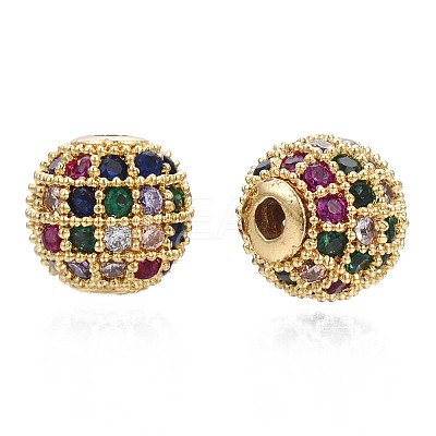 Rack Plating Brass Cubic Zirconia Beads ZIRC-S001-8mm-C02-1
