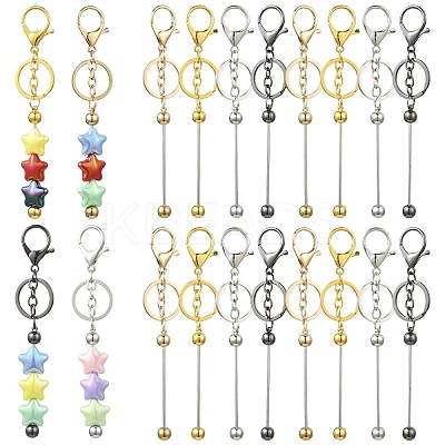 10Pcs Alloy Bar Beadable Keychain for Jewelry Making DIY Crafts KEYC-YW0001-28B-1