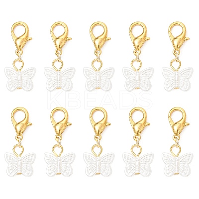Acrylic Butterfly Pendant Decorations HJEW-MZ00330-1