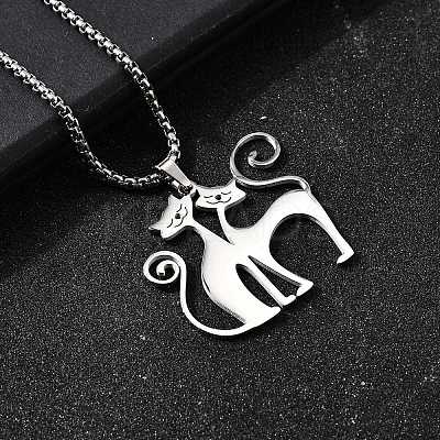 304 Stainless Steel Pendant Necklaces NJEW-P329-02P-1