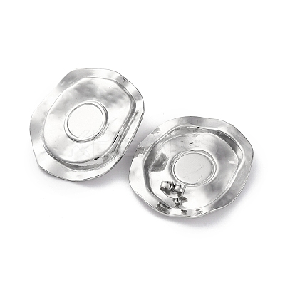 304 Stainless Steel Flat Round Stud Earrings EJEW-K295-19P-1